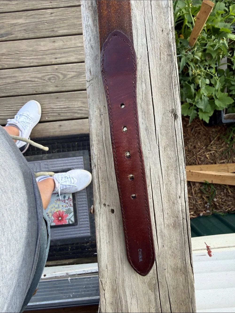 Brighton Brown Leather Belt with Woven Inlay and Brass Buckle